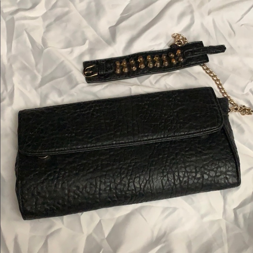 Black wristlet clutch